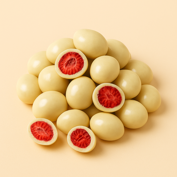 Fraises lyophilisées au chocolat au yaourt