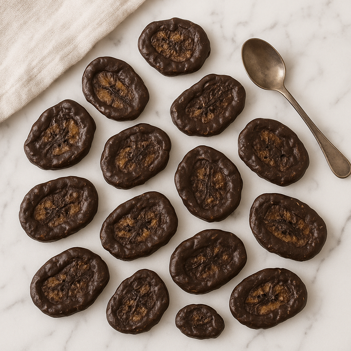 Chips de banane au chocolat noir